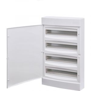 Tehnoplast - Coffret électrique Apparent 72 modules 4 rangées ( 4 x18 m ) avec porte blanche opaque avec borniers de terre