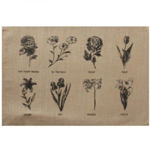 Set de table en toile de jute botanique noir