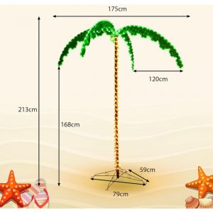 RELAX4LIFE Lampe LED Cocotier D&eacute;coration Ext&eacute;rieure Jardin Lumineux, D&eacute;coration Palmier Lumineux Int&eacute;rieur Ext&eacute;rieur avec Base Stable en Croix pour