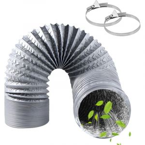 Conduit de sortie d'air flexible de 3 m, tube d'air de 100 mm avec 2 colliers de serrage, flexible en acier, aluminium et PVC pour extracteur d'air,