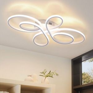Zmh Plafonnier led Forme papillon 30W, blanc, moderne, dimensions 40x26.5x3.5cm, blanc chaud 3000K, IRC80, aluminium et silicone, non dimmable,