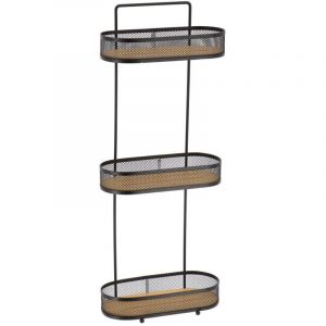 Etagere ovale 3 niveaux metal et plateaux bambou a poser - noir/bambou - Tendance