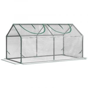 Serre de jardin aluminium 120x60x60cm, fen&ecirc;tre et toit PVC transparent - Pour tomates, plantes et ch&acirc;ssis froid, culture prot&eacute;g&eacute;e