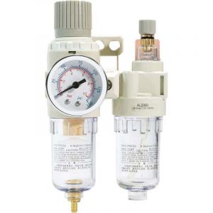 Filtre-régulateur d'air comprimé 1/4" NPT, lubrificateur, compresseur d'air sécheur, séparateur eau/huile avec manomètre (0-150 PSI), purge