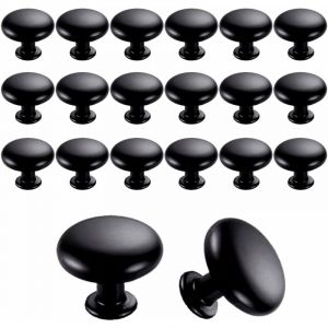 20PCS Boutons de Porte Boutons de Tiroir 30mm Vintage Poign&eacute;es Boutons de Meuble de Meuble pour Placards de Cuisine (Black)