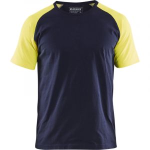 T-shirt de travail d&eacute;tails fluo 3515 - Marine/Jaune fluo 4XL
