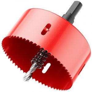 Scie cloche, outil de per&ccedil;age pour m&eacute;taux - Rouge, tige de 10 mm, diam&egrave;tre de 80 mm, profondeur de trou de 36 mm