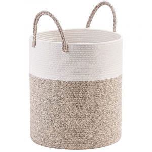 Panier &agrave; linge tress&eacute;, 58 l, en corde de coton, grand panier &agrave; linge pour couvertures, jouets, v&ecirc;tements sales, panier de rangement haut en corde