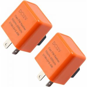 Ahlsen - 2 Pièces 12V 2 Broches Relais de Clignotant Orange Relais Indicateur Réglable Centrale Relais Clignotant pour Moto Scooter Clignotant Relais