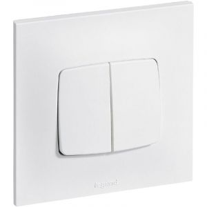 [JAMAIS UTILISÉ] Double interrupteur va et vient 10A complet - Neptune - Blanc - Legrand
