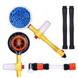 Brosse de nettoyage pour voiture Ulisem, kit de nettoyage pour voiture, balai rotatif &agrave; 360&deg;, brosse de lavage en microfibre &agrave; long manche (jaune)