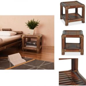 Table de chevet 40 x 40 x 40 cm Bambou Marron foncé - Table De Chevet - Meuble De Chambre - Table Nuit - Table Basse - Mobilier Design