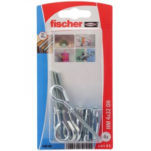 Fischer - Lot de 4 chevilles placo métalliques hm 4x32 mm avec piton 4 mm