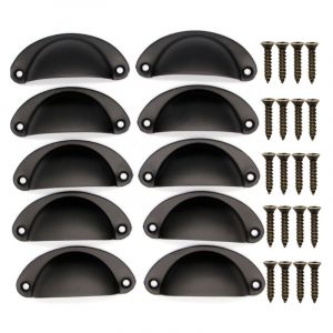 10PCS Poignée de Coquille Vintage, Bouton de Porte, Poignée de Meuble, Rétro Poignées de Porte en Fer Avec Vis pour Meuble Tiroir Armoire Cuisine