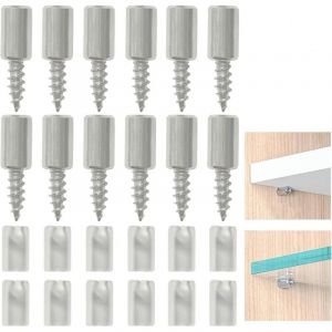 12 PCS (avec Couverture Antid&eacute;rapant) Taquet Etagere Visser de Support d'&Eacute;tag&egrave;re Broches Cheville Etagere 7,5mm Supports de Plaque M&eacute;tal Nickel&eacute; pour