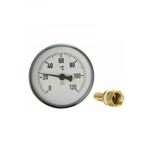 Thermom&egrave;tre &agrave; cadran avec syst&egrave;me de mesure bim&eacute;tallique 0-120&deg;C d 100mm avec sonde 200mm