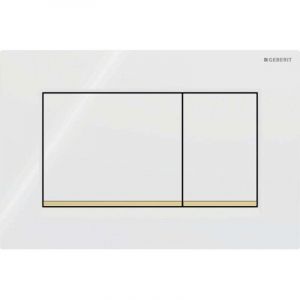 Plaque de d&eacute;clenchement wc Geberit Sigma20 (ex Sigma30) square pour rin&ccedil;agedouble touche: blanc. dor&eacute; (115.883.KK.1)