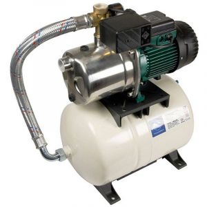 Pompe surpresseur 1400W &ndash; D&eacute;bit 3.600L/u &ndash; Hauteur de refoulement 62 m &ndash; R&eacute;servoir 20L en acier inoxydable &ndash; Mise en marche automatique