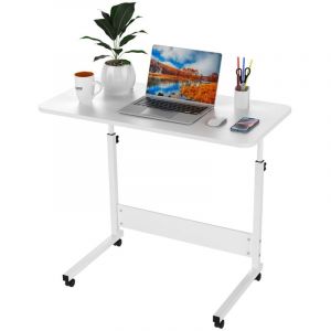 80x40cmTable d'ordinateur Portable réglable en Hauteur avec roulettes pivotantes Bureau d'ordinateur Portable sur Rotation du Sol pour Chambre à