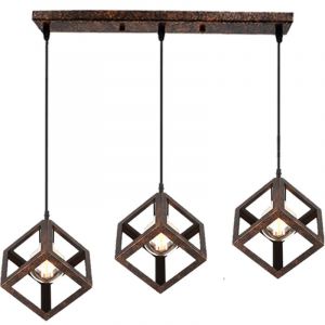 Wottes - E27 Lustre Suspension Industriel Vintage Luminaire Plafonnier Abat-jour Fer Lampe à Suspension Réglable - Rouille