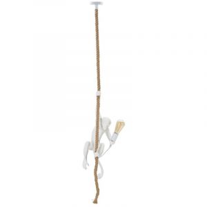 Suspension Singe, Polyrésine, Blanc, Marron, 27x32x60 cm