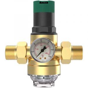 R&eacute;ducteur de pression d'eau 3/4" DN20 avec manom&egrave;tre et filtre &agrave; tamis en laiton, r&eacute;gulateur de pression, soupape de surpression, r&eacute;ducteur de