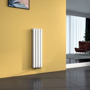Radiateur eau chaude en acier Tube Rond Mural Horizontal design Blanc 90x24cm Double Couche - Emke