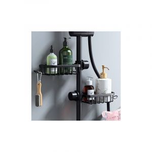 Etagère et rangement de douche-Lot de 2 Étagère Douche Sans Percage Inox, Étagère Salle de Bain Télescopique Inoxydable, Porte Savon Barre Douche,