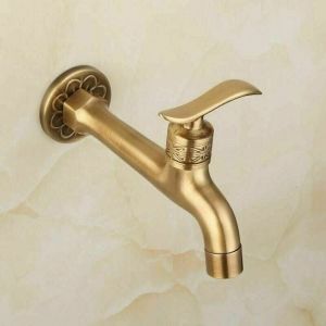 Robinet Antique en Laiton avec Poign&eacute;e pour Salle de Bain, Montage Mural, Lave-Linge, Robinet Ext&eacute;rieur pour Jardin, Tuyau Simple, Robinet d'Eau