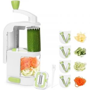 Legumes Spirale,Spiraliseur de l&eacute;gumes Manuel avec 4 Lames,Coupe l&eacute;gume Spaghetti 4 en 1 pour Courgette Nouilles Carotte,Coffre-fort