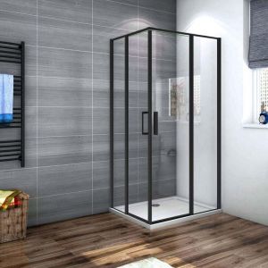 Ocean Sanitaire - Océan Cabine De Douche 100x80x185cm Profilé Noir Mat Verre Anticalcaire Porte De Douche Pivotante Installation En Angle