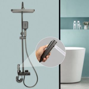 Syst&egrave;me de douche &agrave; led en acier inoxydable Robinetterie de douche Douche &agrave; effet pluie Set de douche Massage Pomme de douche