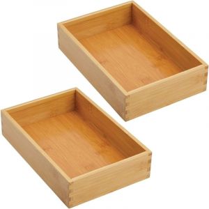 Lot de 2) 1 pièce rangement à tiroir en bambou pour la cuisine – range couverts modulable pour l'argenterie, la vaisselle, etc. – bac de rangement –