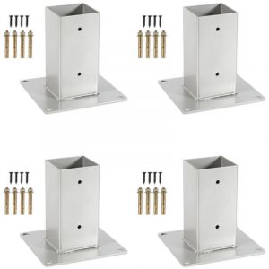 Swanew 4x Pied de poteau carré Pergola Pied de poteau Support Pied à fixer pour poteau Pied de poteau 80x80mm
