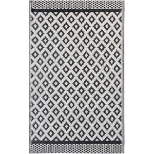 Tapis d'Ext&eacute;rieur Motif G&eacute;om&eacute;trique 120 x 180 cm en Synth&eacute;tique Noir Blanc Thane