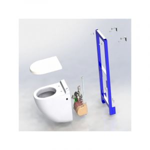 Cuvette suspendue avec broyeur intégré, châssis et habillage Gris Béton - WATERMATIC W40SP Silence BOX