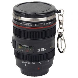 Tasse &agrave; Caf&eacute; avec Cuill&egrave;re, Cam&eacute;ra Objectif Tasse &agrave; Caf&eacute; Tasse avec Couvercle Tambour en Acier Inoxydable Bol Anti-fuite Bouche Large pour caf&eacute; Lait