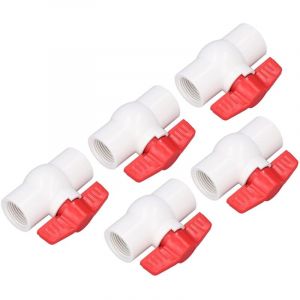 Vanne Piscine, Vanne PVC 32Mm, Raccords en PVC Vanne &agrave; Boisseau Sph&eacute;rique Piscine Vanne D'arr&ecirc;t Tuyau d'eau Automobile, 5 Pi&egrave;ces Vanne &agrave; Boisseau