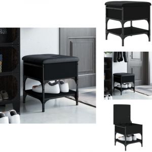 Banc &agrave; chaussures noir 42x42x45 cm bois d'ing&eacute;nierie - Banc Chaussure - Banc Entr&eacute;e - Meuble Rangement - Banc Coffre - Banc Design
