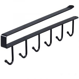Crochet de cuisine en fer forg&eacute; sans couture, sans clous, &eacute;tag&egrave;re de rangement pour armoire &agrave; plusieurs rang&eacute;es, support de finition &agrave; 6 crochets