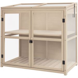 Ch&acirc;ssis de culture sur&eacute;lev&eacute;, r&eacute;sistant aux intemp&eacute;ries, 2 niveaux, bois d'&eacute;pic&eacute;a, 103 x 61 x 103 cm, naturel