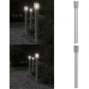 Lampadaire d'ext&eacute;rieur argent&eacute; 110 cm acier inoxydable - Lampadaire Exterieur - &Eacute;clairage Ext&eacute;rieur - Luminaire Ext&eacute;rieur - Lampe Terrasse - Lumi&egrave;re