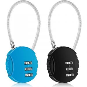 Paquet de 2 cadenas &eacute;tanches &agrave; combinaison &agrave; 3 chiffres pour casier de salle de sport, casier de sport, cl&ocirc;ture, bo&icirc;te &agrave; outils, portail, rangement &agrave;