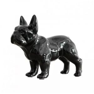 Statue décorative Bulldog français en résine laquée noir