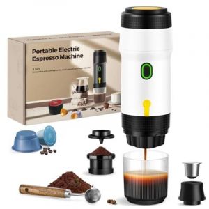 Cafeti&egrave;re portable 3 en 1, 20 bars, extraction &agrave; 92 &deg;C, batterie 7500 mAh, chargement allume-cigare USB/12 V, machine &agrave; expresso pour capsules et