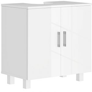 Meuble de Salle de Bain Sous Vasque 2 Portes avec &Eacute;tag&egrave;re, Commode Salle de Bain avec Poign&eacute;e et Pieds Anti-D&eacute;rapants en MDF, pour Lavabos avec ou