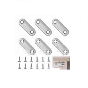 Lablanc - 6 Pièces Supports d'Angle Plats, Équerre de Fixation Droit Plats, Équerres Plate en Inox, Pattes d'assemblage avec Vis, Pattes D'assemblage