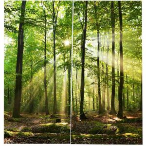 Sonew Rideaux Nocturnes, Paysage de Paysage Forestier Rideaux D'ombrage pour la Fen&ecirc;tre de Salle de Chambre &agrave; Coucher de Balcon (170 200cm)