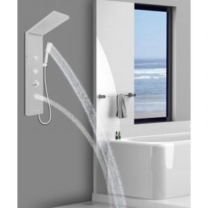 Colonne de douche pour salle de bain, ensemble panneau de douche avec &eacute;clairage LED, douche murale pour tout le corps, pomme de douche &agrave; main et bec