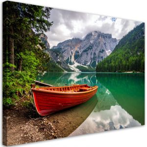 Tableau d&eacute;co Lac bateau montagnes paysage 60x40